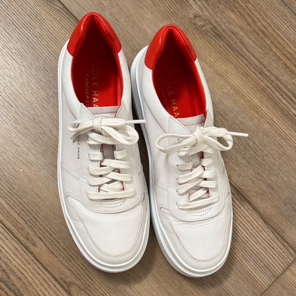 Cole Haan Women's Sneakers in White and Red - Picture 3 of 6